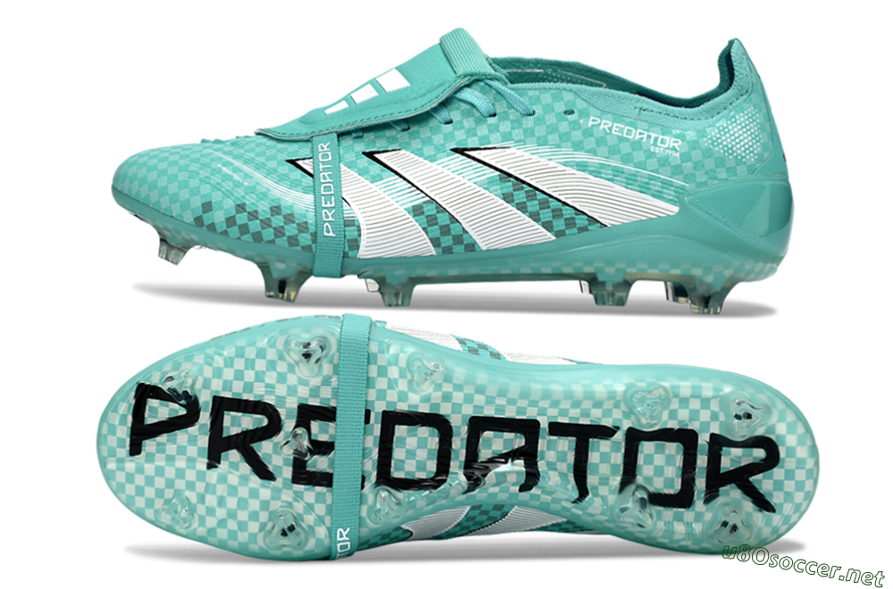Unisex Adidas Predator 25 Elite Fold-Over Tongue FG Football Boots - Aqua/Turquoise Blue/White 1