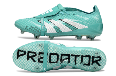 Unisex Adidas Predator 25 Elite Fold-Over Tongue FG Football Boots - Aqua/Turquoise Blue/White