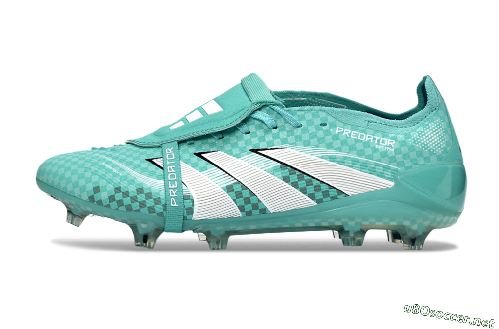 Unisex Adidas Predator 25 Elite Fold-Over Tongue FG Football Boots - Aqua/Turquoise Blue/White 0