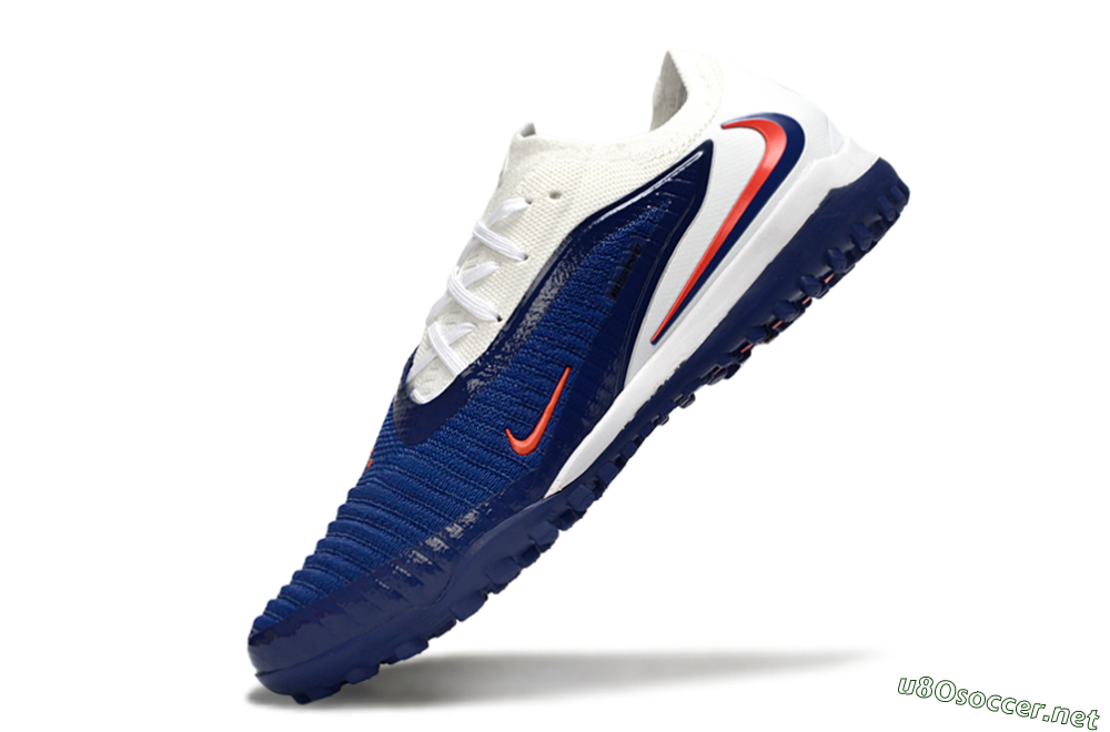 Men's Nike Phantom 6 Low Elite TF Football Shoes - Blue/Electric Orange/White 5