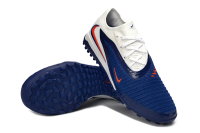 Men's Nike Phantom 6 Low Elite TF Football Shoes - Blue/Electric Orange/White
