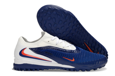 Men's Nike Phantom 6 Low Elite TF Football Shoes - Blue/Electric Orange/White