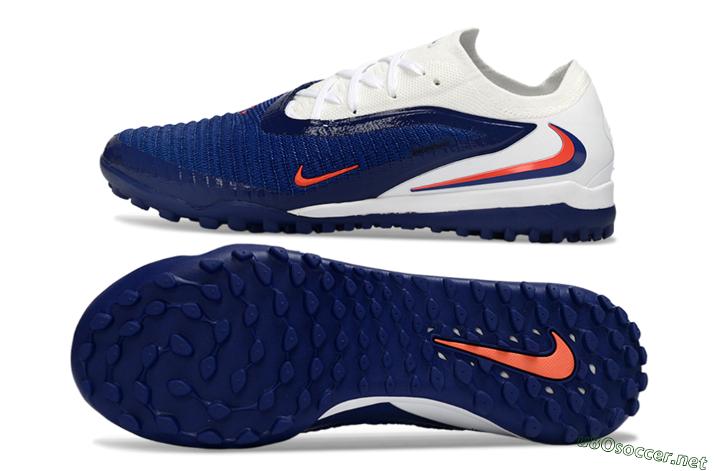 Men's Nike Phantom 6 Low Elite TF Football Shoes - Blue/Electric Orange/White 1