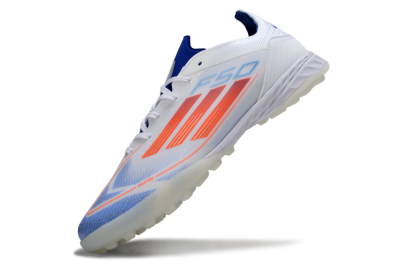 Men's Adidas F50 Pro TF Football Shoes - White/Electric Blue/Fiery Orange