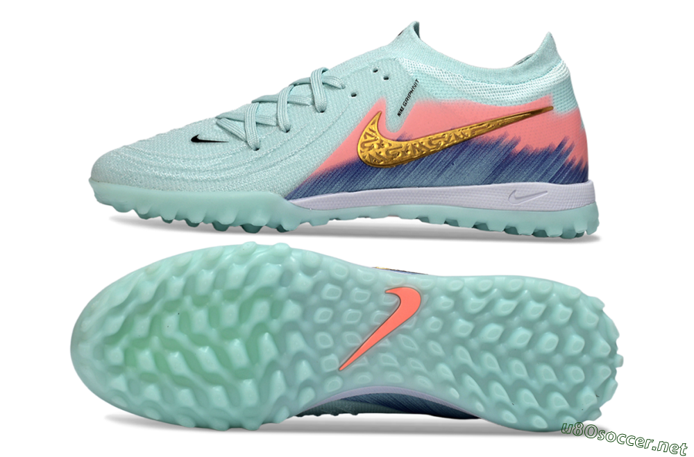 Men's Nike Phantom GX 2 Elite TF Football Shoes - Aqua/Peach Burst/Deep Blue 1