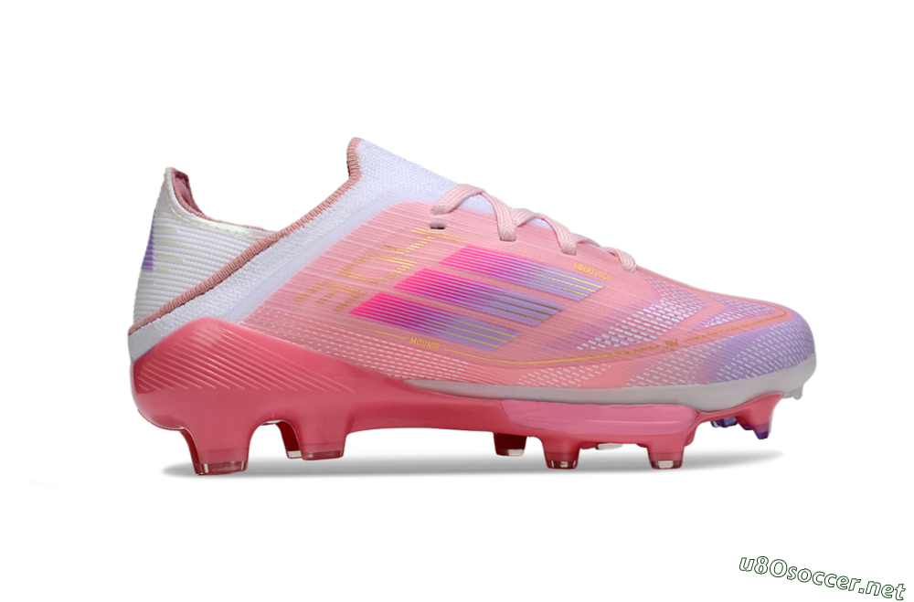 Kids Adidas F50 Elite Lightstrike Pro FG Football Boots - Pink/Soft Pink/Gradient Purple 6
