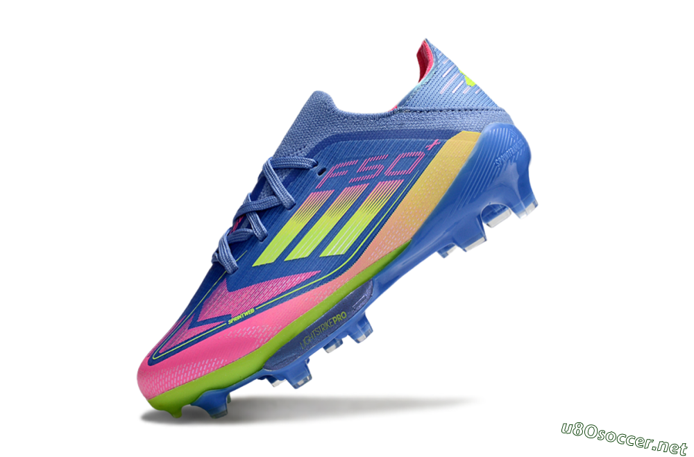 Kids Adidas F50 Elite Lightstrike Pro FG Football Boots - Blue/Pink Lemonade/Lime Twist 4