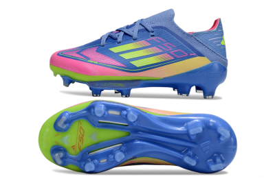 Kids Adidas F50 Elite Lightstrike Pro FG Football Boots - Blue/Pink Lemonade/Lime Twist