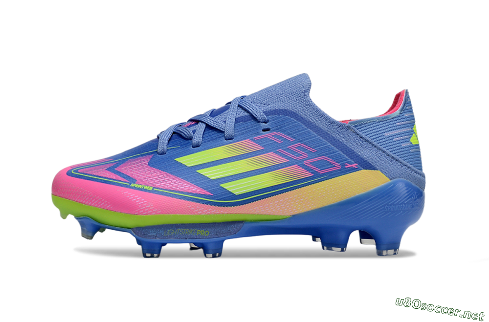 Kids Adidas F50 Elite Lightstrike Pro FG Football Boots - Blue/Pink Lemonade/Lime Twist 2