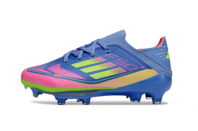 Kids Adidas F50 Elite Lightstrike Pro FG Football Boots - Blue/Pink Lemonade/Lime Twist