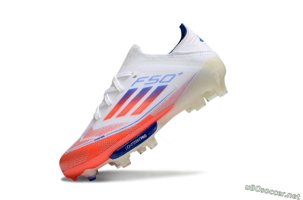 Kids Adidas F50 Elite Lightstrike Pro FG Football Boots - White/Coral/Blue 4