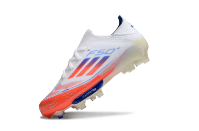 Kids Adidas F50 Elite Lightstrike Pro FG Football Boots - White/Coral/Blue