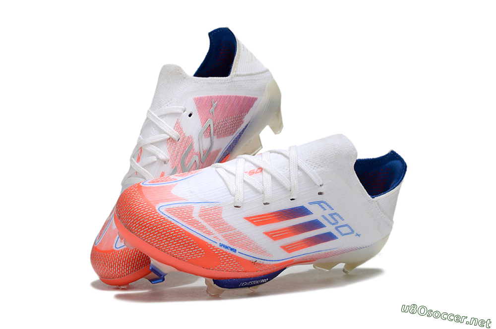 Kids Adidas F50 Elite Lightstrike Pro FG Football Boots - White/Coral/Blue 0
