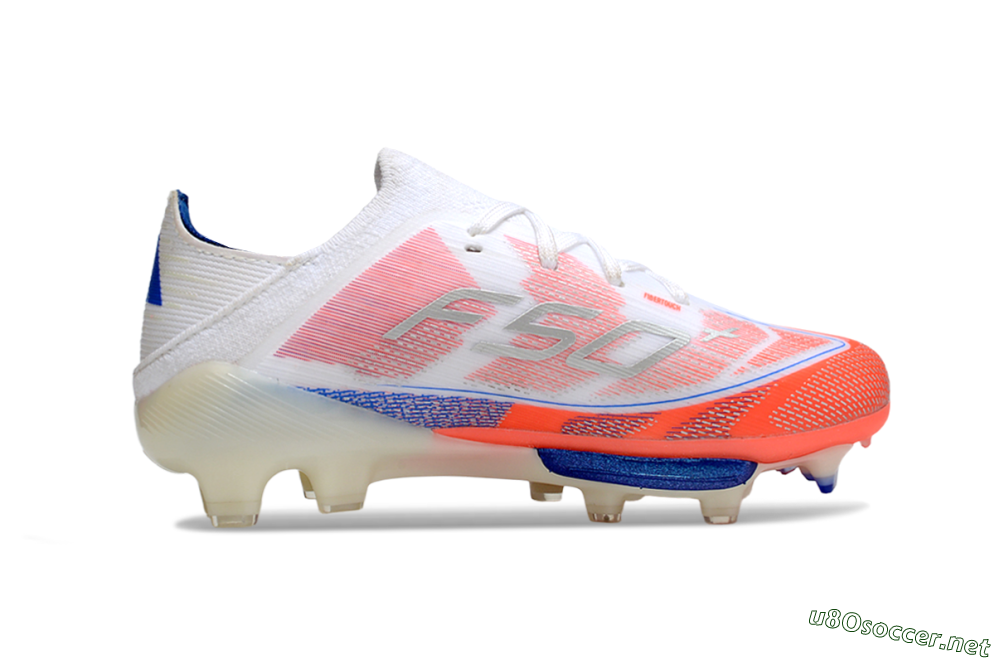 Kids Adidas F50 Elite Lightstrike Pro FG Football Boots - White/Coral/Blue 5