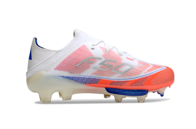 Kids Adidas F50 Elite Lightstrike Pro FG Football Boots - White/Coral/Blue