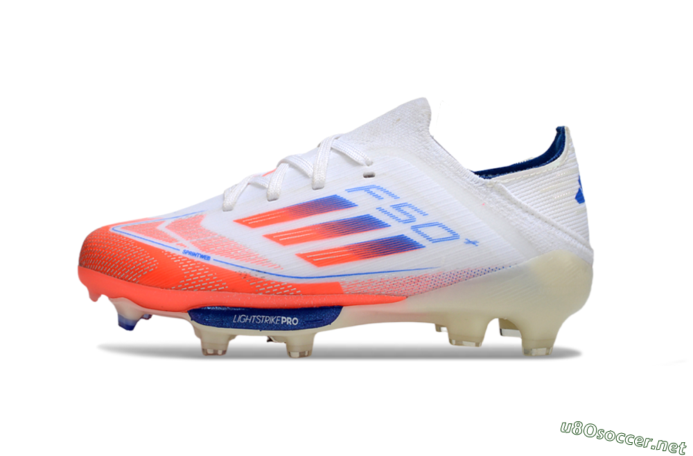 Kids Adidas F50 Elite Lightstrike Pro FG Football Boots - White/Coral/Blue 2