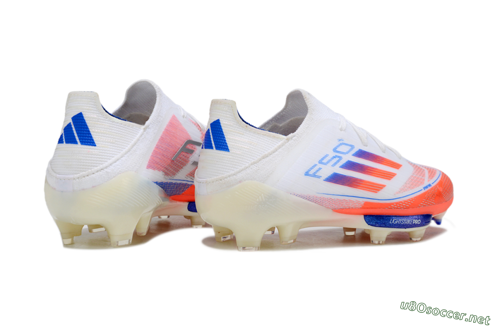 Kids Adidas F50 Elite Lightstrike Pro FG Football Boots - White/Coral/Blue 6