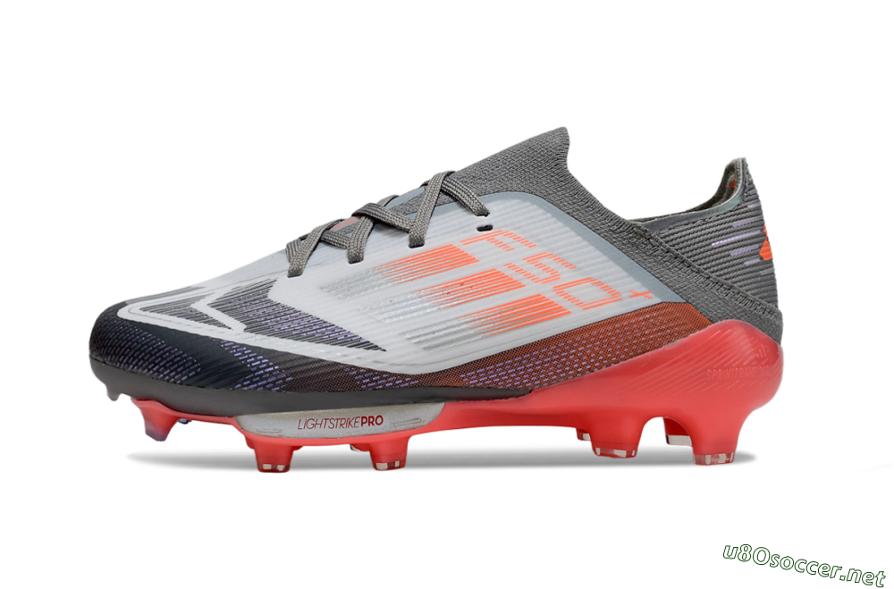 Kids Adidas F50 Elite Lightstrike Pro FG Football Boots - Gray/Electric Pink/Deep Purple 2