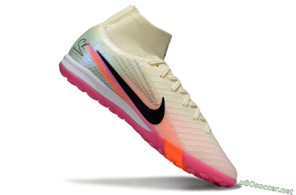 Unisex Nike Air Zoom Mercurial Superfly 10 Elite TF Football Shoes - Cream/Coral Pink/Black 5