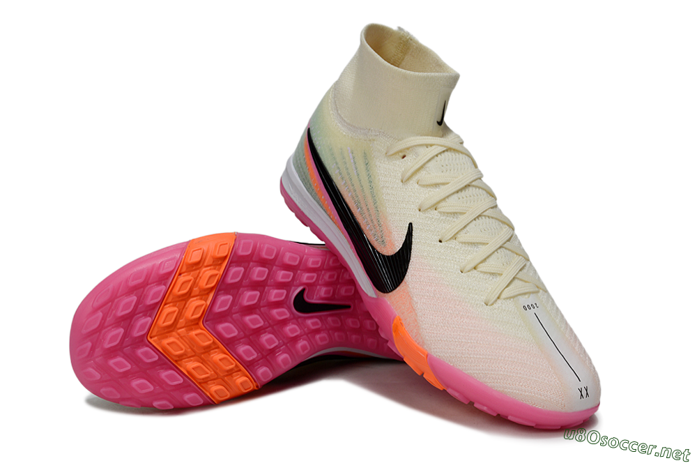 Unisex Nike Air Zoom Mercurial Superfly 10 Elite TF Football Shoes - Cream/Coral Pink/Black 4