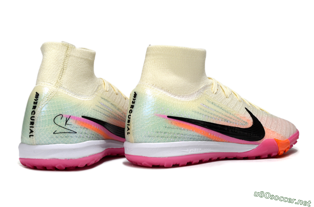 Unisex Nike Air Zoom Mercurial Superfly 10 Elite TF Football Shoes - Cream/Coral Pink/Black 7