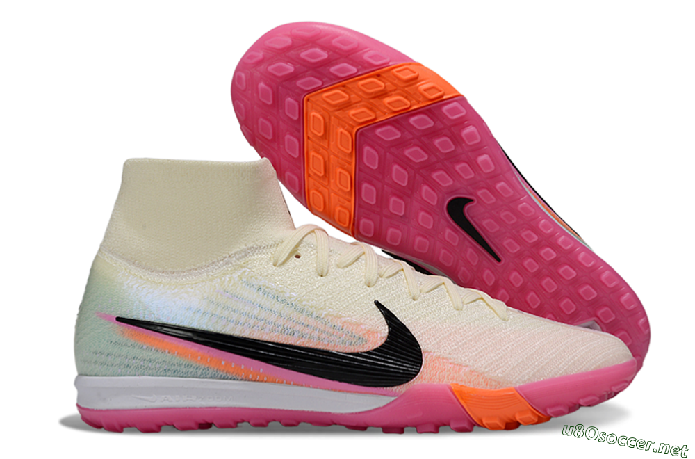 Unisex Nike Air Zoom Mercurial Superfly 10 Elite TF Football Shoes - Cream/Coral Pink/Black 2