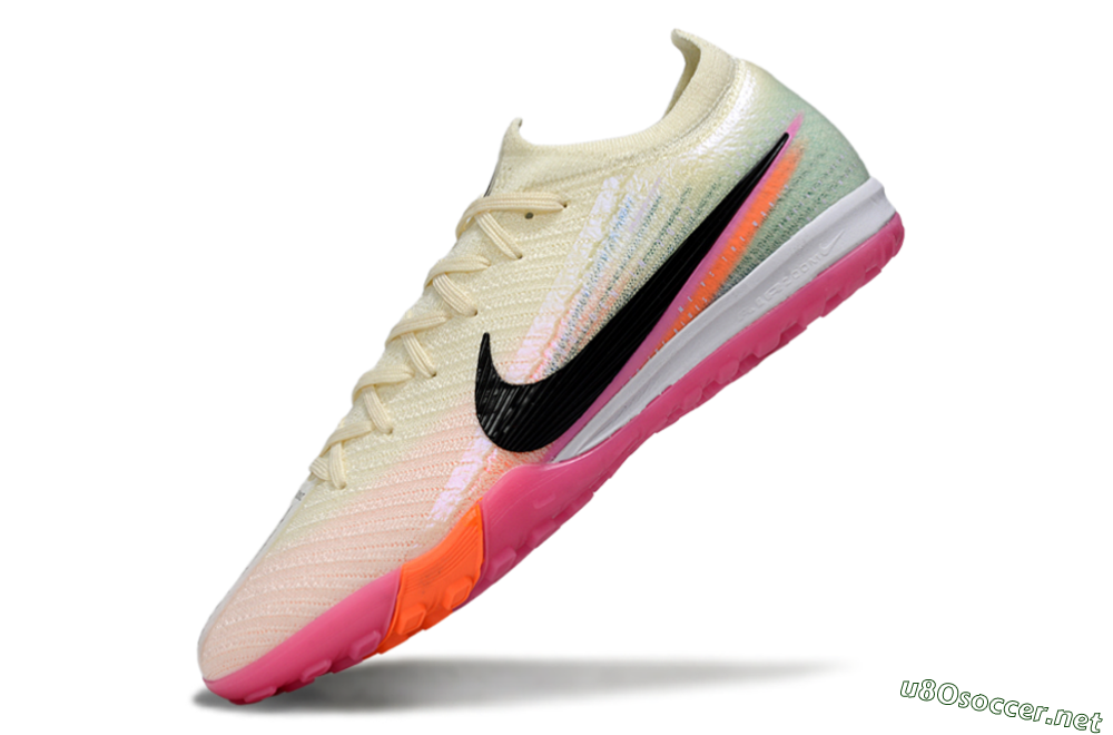 Unisex Nike Air Zoom Mercurial Vapor 16 Elite TF Football Shoes - Cream/Electric Pink/Neon Orange 6