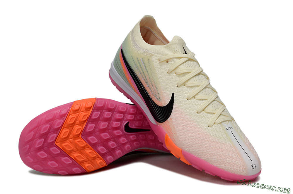 Unisex Nike Air Zoom Mercurial Vapor 16 Elite TF Football Shoes - Cream/Electric Pink/Neon Orange 4