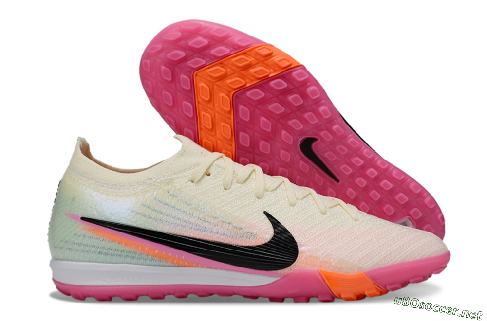 Unisex Nike Air Zoom Mercurial Vapor 16 Elite TF Football Shoes - Cream/Electric Pink/Neon Orange 2