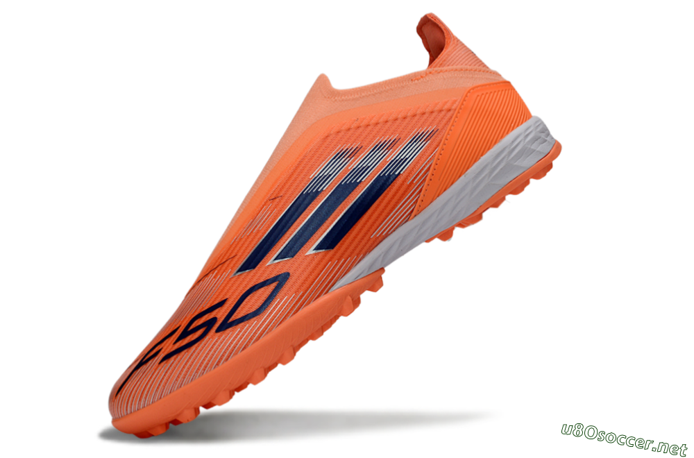 Unisex Adidas F50 Elite Laceless TF Football Shoes - Peach/Coral Burst/Deep Ocean 6