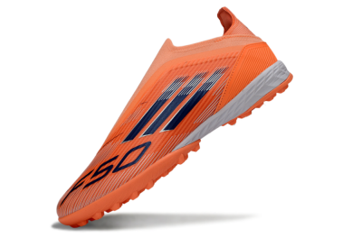 Unisex Adidas F50 Elite Laceless TF Football Shoes - Peach/Coral Burst/Deep Ocean