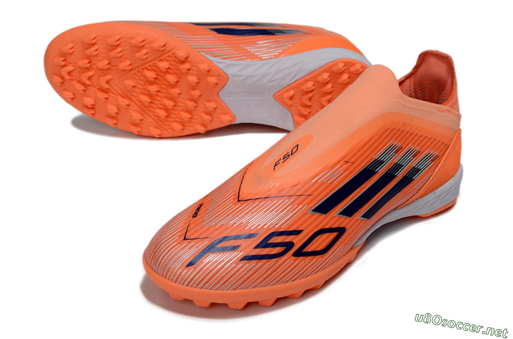 Unisex Adidas F50 Elite Laceless TF Football Shoes - Peach/Coral Burst/Deep Ocean 3