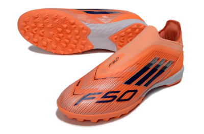 Unisex Adidas F50 Elite Laceless TF Football Shoes - Peach/Coral Burst/Deep Ocean
