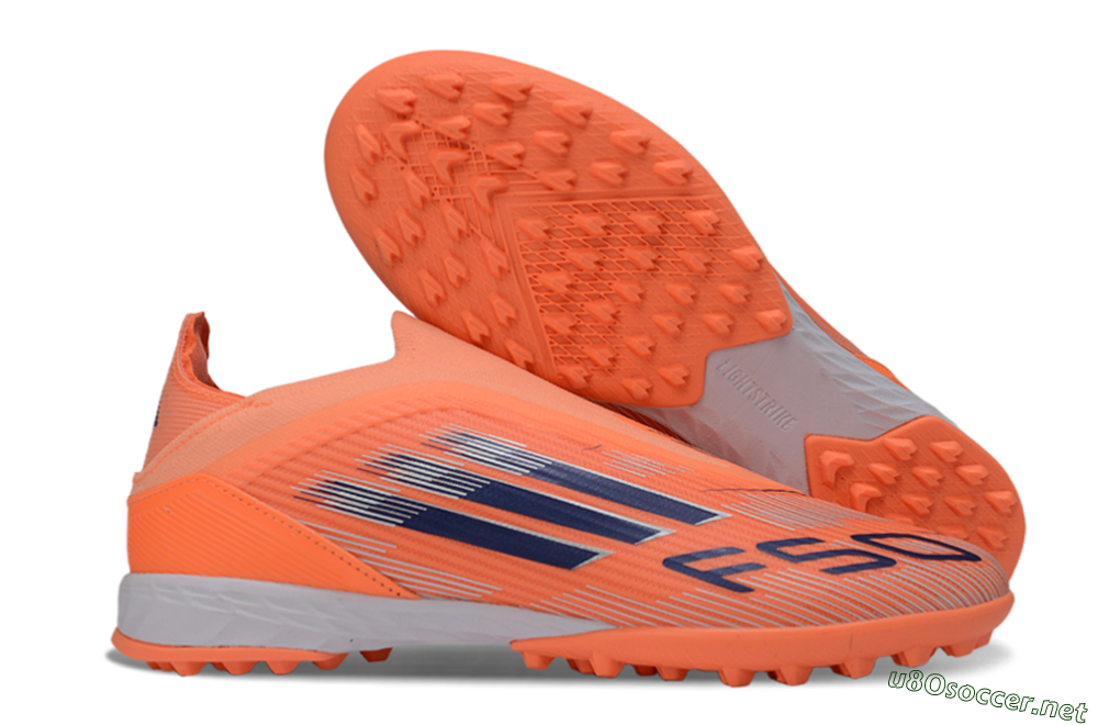 Unisex Adidas F50 Elite Laceless TF Football Shoes - Peach/Coral Burst/Deep Ocean 2