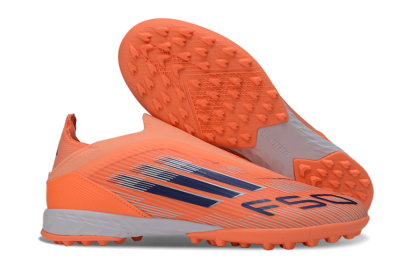 Unisex Adidas F50 Elite Laceless TF Football Shoes - Peach/Coral Burst/Deep Ocean