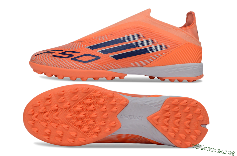 Unisex Adidas F50 Elite Laceless TF Football Shoes - Peach/Coral Burst/Deep Ocean 1