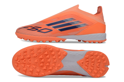 Unisex Adidas F50 Elite Laceless TF Football Shoes - Peach/Coral Burst/Deep Ocean