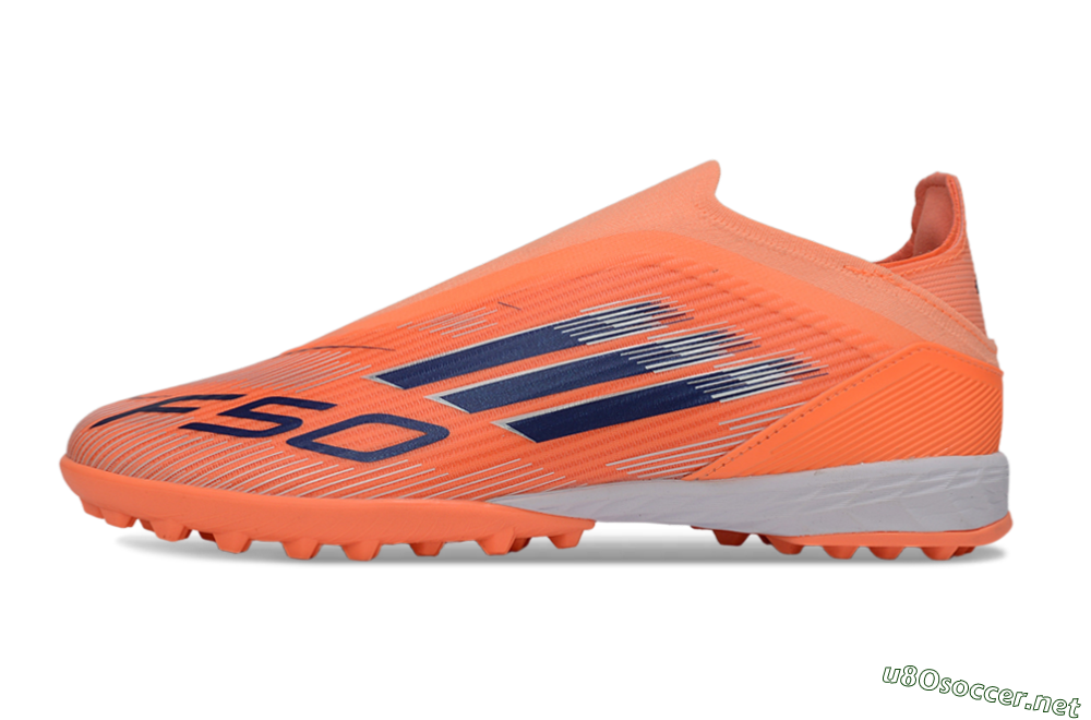 Unisex Adidas F50 Elite Laceless TF Football Shoes - Peach/Coral Burst/Deep Ocean 0