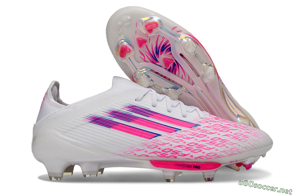 Unisex Adidas F50+ Elite Lightstrike Pro FG Football Boots - White/Fuchsia Pink/Soft Pink 2