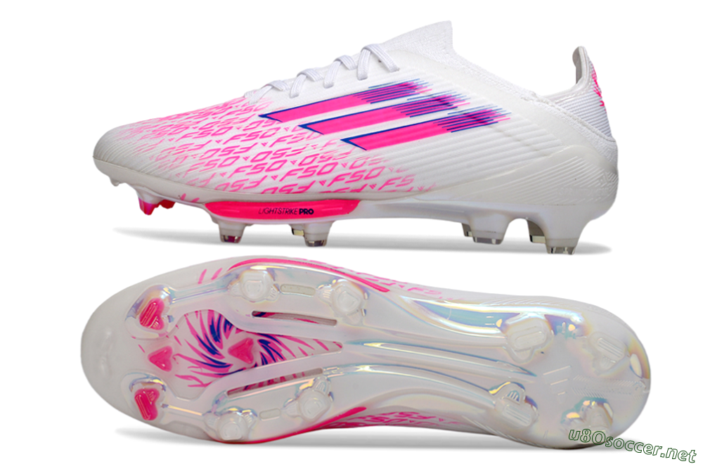 Unisex Adidas F50+ Elite Lightstrike Pro FG Football Boots - White/Fuchsia Pink/Soft Pink 1