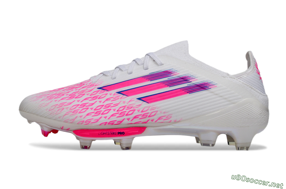 Unisex Adidas F50+ Elite Lightstrike Pro FG Football Boots - White/Fuchsia Pink/Soft Pink 0
