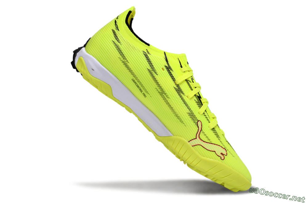 Men's Puma Ultra Ultimate TF Football Shoes - Yellow/Electric Yellow/Crimson Blaze 4