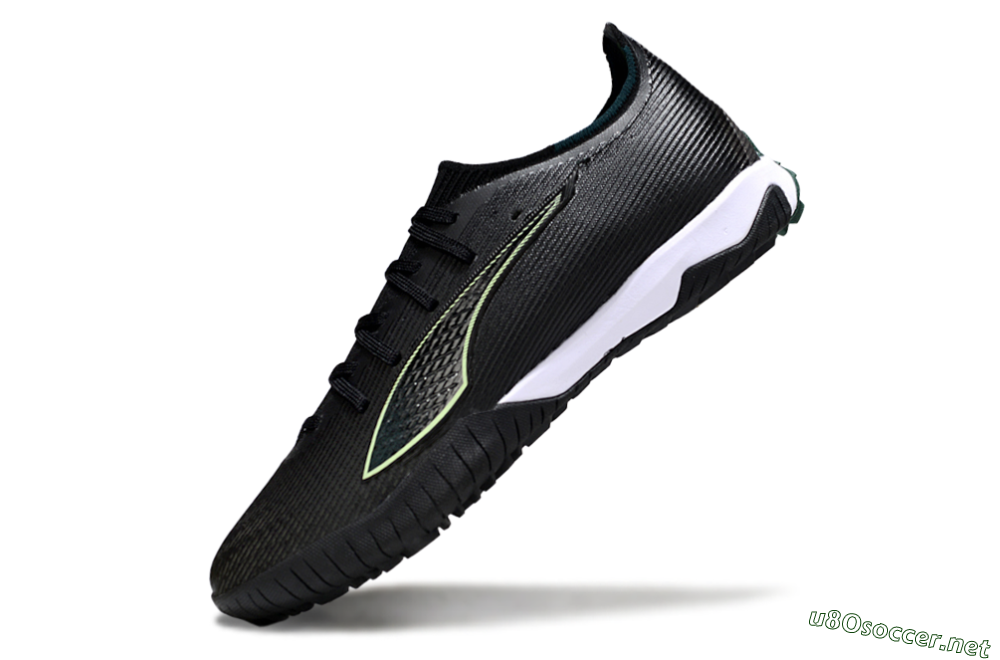 Men's Puma Ultra Ultimate TF Football Shoes - Black/Emerald Glint/White Shine 5