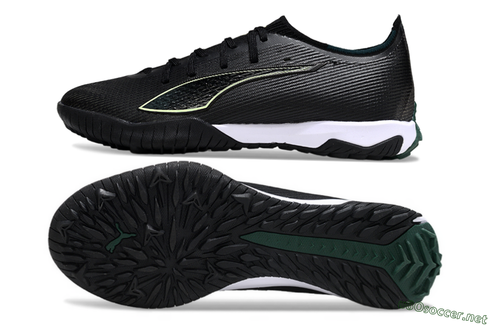 Men's Puma Ultra Ultimate TF Football Shoes - Black/Emerald Glint/White Shine 1