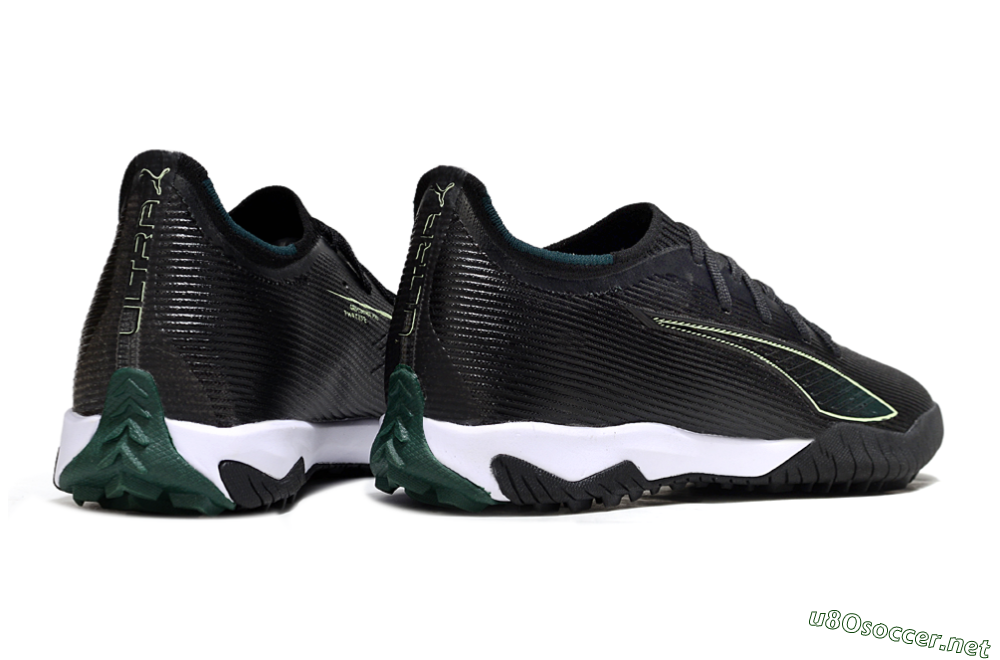 Men's Puma Ultra Ultimate TF Football Shoes - Black/Emerald Glint/White Shine 6