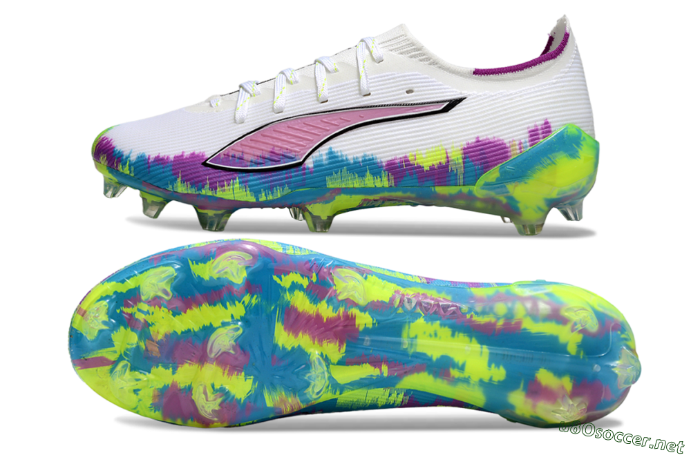 Men's Puma Ultra Ultimate FG Football Boots - White/Vibrant Purple/Cyber Yellow 1