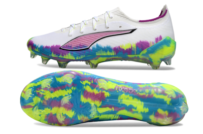 Men's Puma Ultra Ultimate FG Football Boots - White/Vibrant Purple/Cyber Yellow