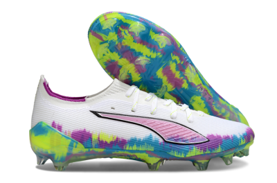 Men's Puma Ultra Ultimate FG Football Boots - White/Vibrant Purple/Cyber Yellow