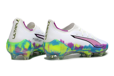 Men's Puma Ultra Ultimate FG Football Boots - White/Vibrant Purple/Cyber Yellow