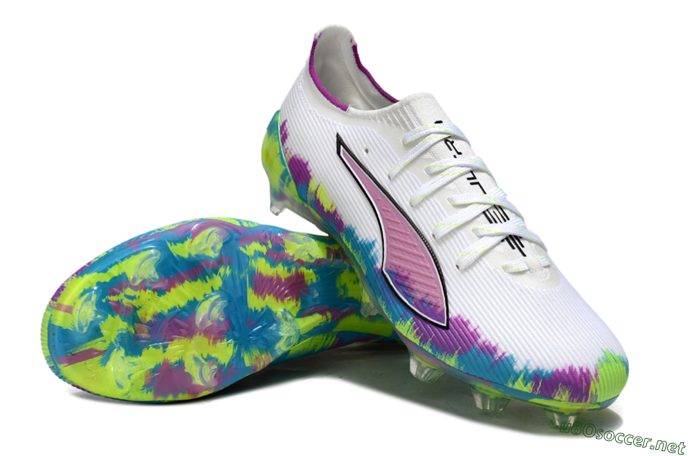 Men's Puma Ultra Ultimate FG Football Boots - White/Vibrant Purple/Cyber Yellow 3